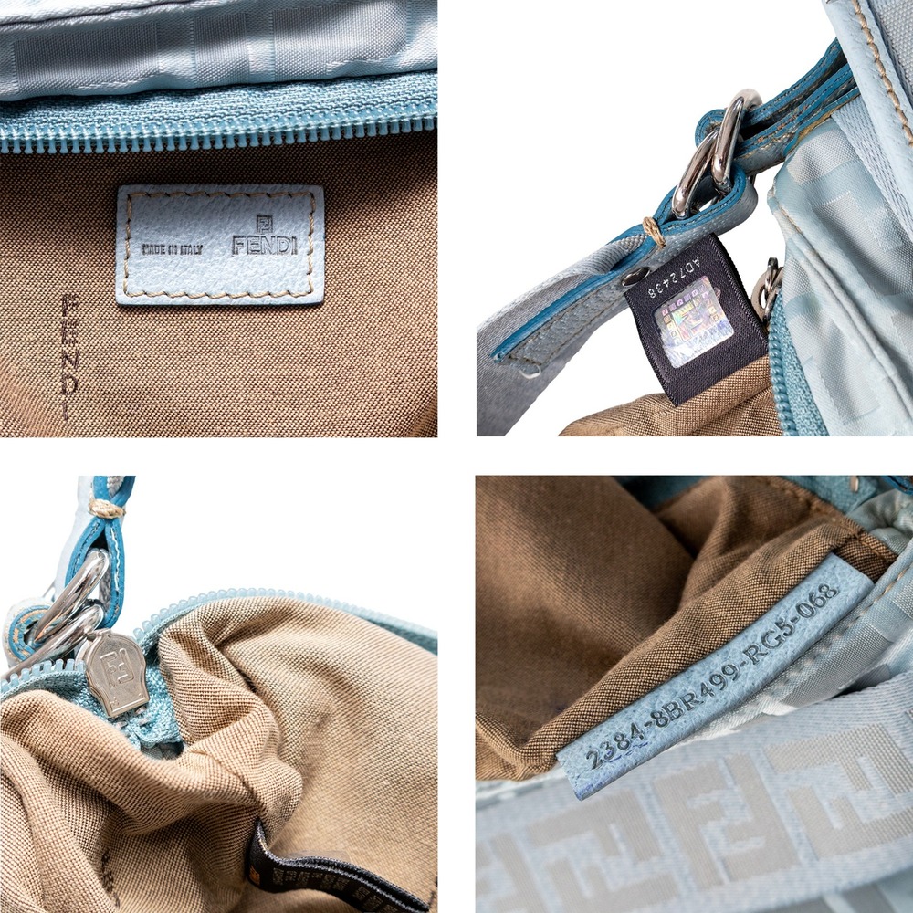 Authentic Fendi Light Blue Zucchino FF Jacquard Shoulder Bag | Vintage Y2K - Picture 11 of 13